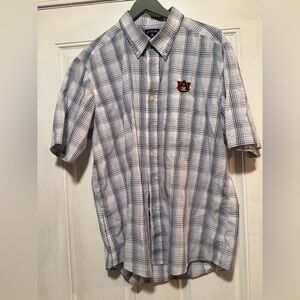 Antigua Blue and White Plaid Auburn Button Down Shirt